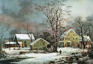 Winter auf dem Land - Ein kalter Morgen, Neuengland